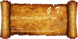 Görbicz Tatjána névjegykártya